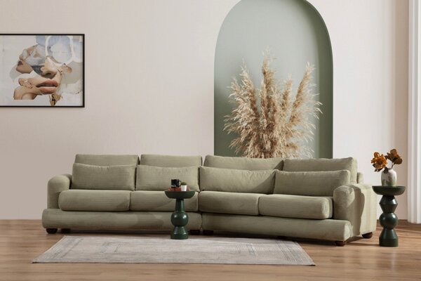 Hanah Home Štvormiestna pohovka River 330 cm pravá zelená