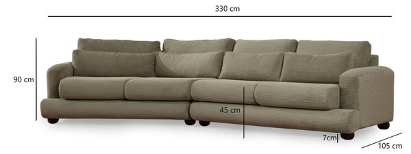 Hanah Home Štvormiestna pohovka River 330 cm ľavá zelená
