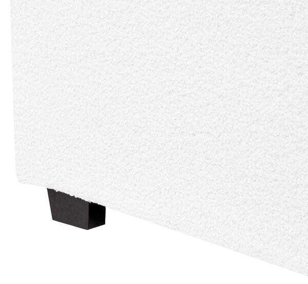 Posteľ s úložným priestorom krémová biela buklé čalúnenie 140 x 200 cm zaoblené čelo minimalistický retro dizajn spálňa
