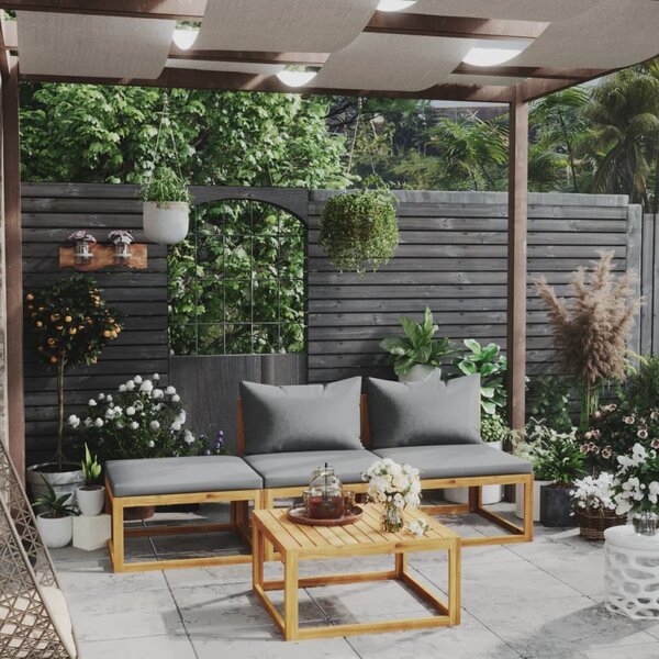 Maison Exclusive – 4-dielna záhradná súprava s poduškami z masívneho dreva akácie