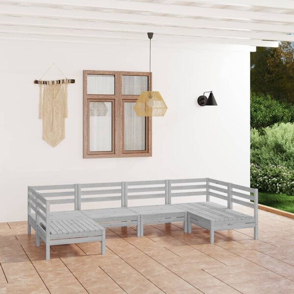 Maison Exclusive - 6-dielna záhradná sedacia súprava, biela, borovicový masív