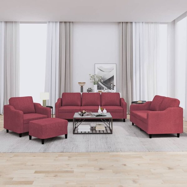 Maison Exclusive – 4-dielna sedacia súprava s vankúmi, vínovoervená látka