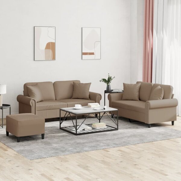 Maison Exclusive – 3-dielna sedacia súprava s vankúšmi, farba cappuccino, umelá koža