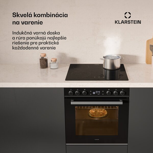 Klarstein ControlSync súprava rúry a indukčnej varnej dosky, 9 funkcií, 4 varné zóny, objem 73 l