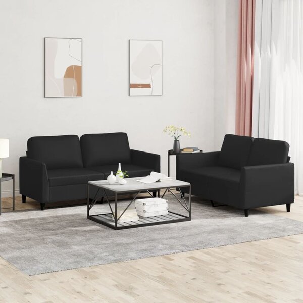 Maison Exclusive – 2-dielna sedacia súprava s vankúmi, ierna umelá koa