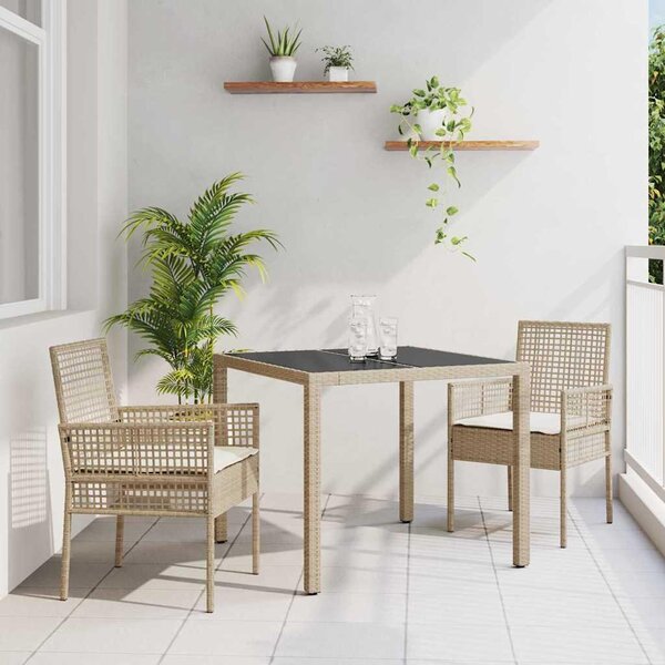 Maison Exclusive - Záhradný jedálenský set 3 pcs Béžová polyratan