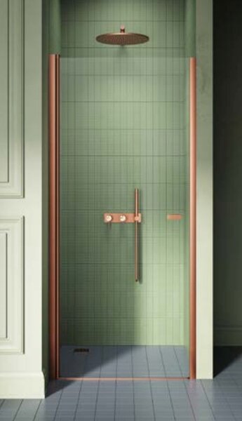New Trendy New Soleo Copper Brushed sprchové dvere 90 cm výklopné medená brúsená/priehľadné sklo D-0491A