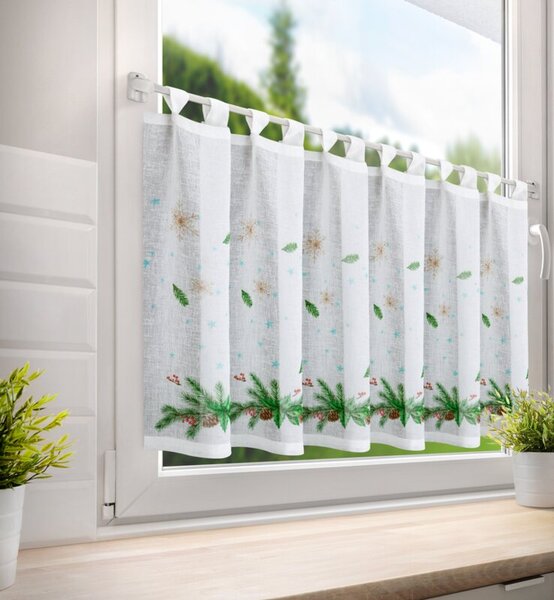 Metráž VIANOČNÁ VITRÁŽKOVÁ ZÁCLONA 4 60X150CM NA PÚTKACH