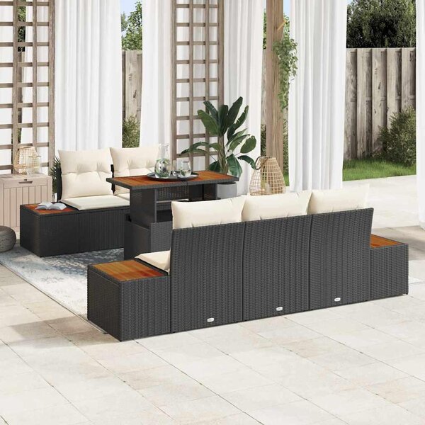 Maison Exclusive - Záhradný nábytok s úloným priestorom 6 ks ierny Poly Rattan