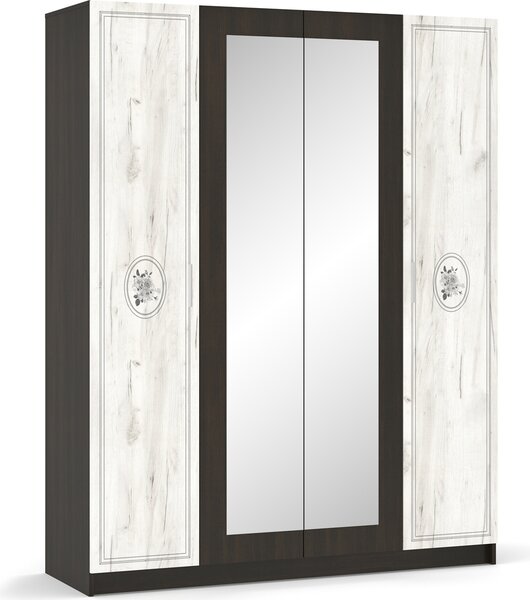 Nabbi Štvordverová šatníková skriňa Amison W-4D - wenge / craft biely