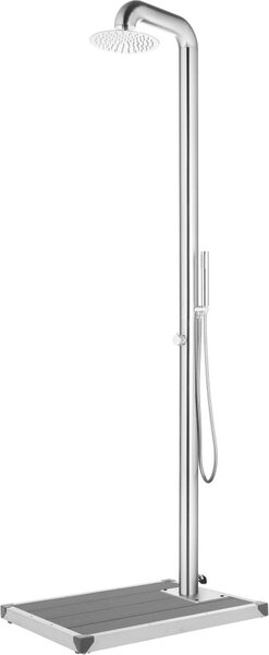 Maison Exclusive – Záhradná sprcha so sivou podlahovou doskou 230 cm z nehrdzavejúcej ocele