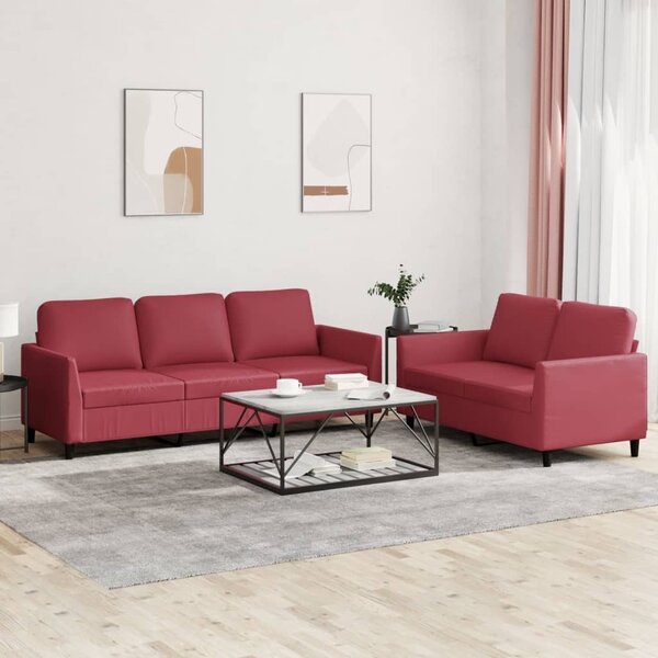 Maison Exclusive – 2-dielna sedacia súprava s vankúmi, vínovoervená umelá koa