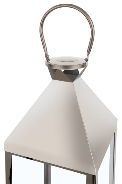Lampáš strieborný kovový nehrdzavejúca oceľ 40 cm na sviečku minimalistický dizajn dekoratívne doplnky