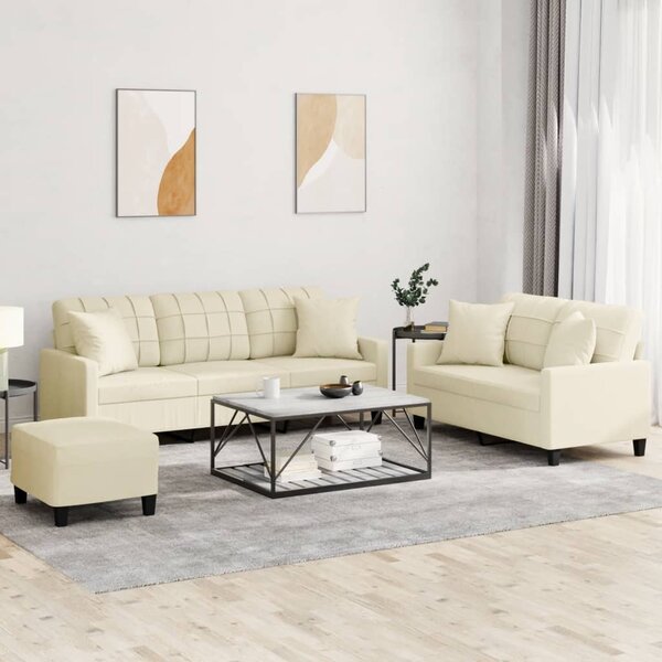 Maison Exclusive – 3-dielna sedacia súprava s vankúšmi, krémová umelá koža