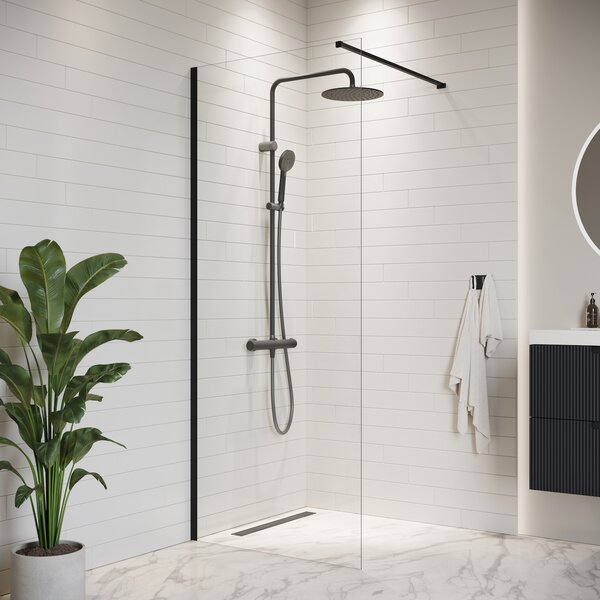Badplaats Sprchová Zástena Florida 90 x 200 cm - ierna - Walk-In Sprchový Kút 8 mm Bezpenostné Sklo