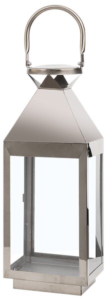 Lampáš strieborný kovový nehrdzavejúca oceľ 40 cm na sviečku minimalistický dizajn dekoratívne doplnky