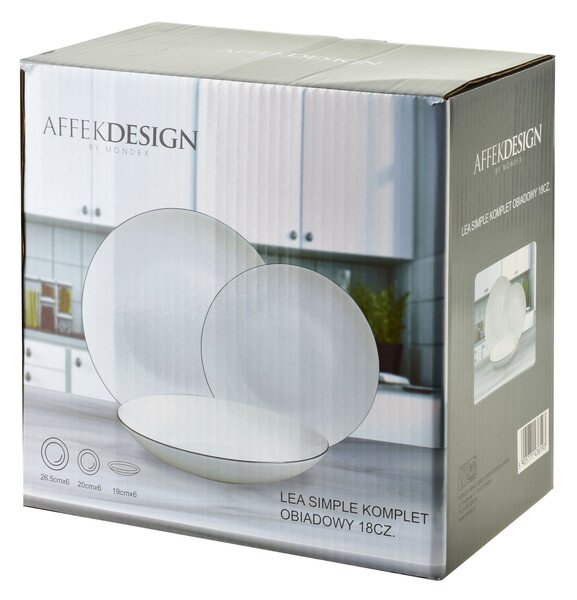 Affekdesign Súprava 18 ks tanierov LEA SIMPLE biela