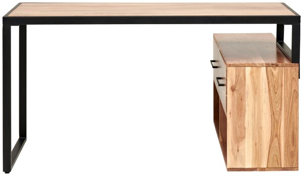 PÍSACÍ STÔL S ÚLOŽ. PRIESTORO, čierna, farba akácie, 145/115/76 cm Livetastic - Online Only kancelárie, Online Only