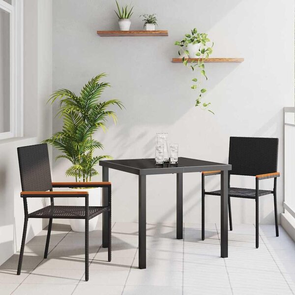 Maison Exclusive - Záhradná jedálenská súprava s vankúmi 3 ks ierna Poly-rattan