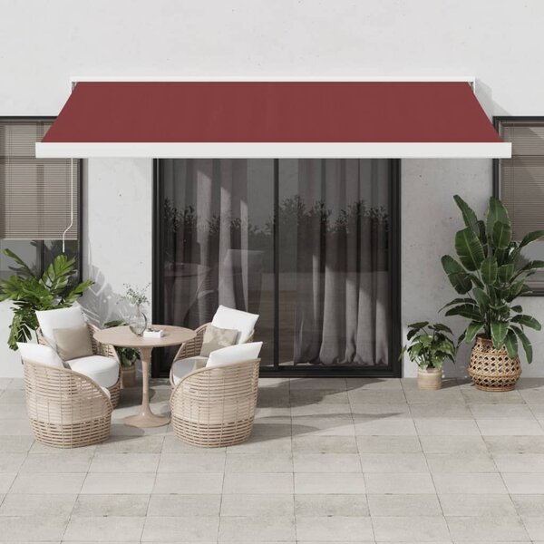 Maison Exclusive – Manuálna markíza, 4,5 x 3 m, bordová farba, 100% polyester