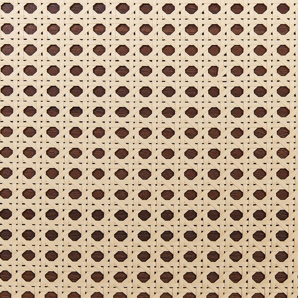 Posteľ tmavé drevo ratanové čelo 140 x 200 cm MDF rám s roštom minimalistický boho dizajn spálňa