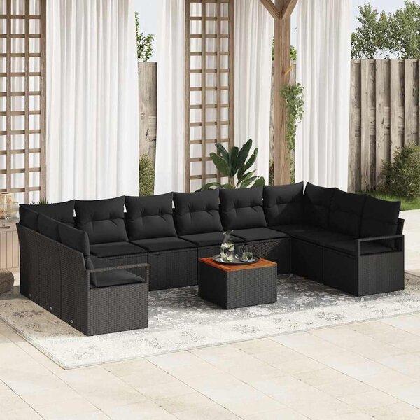 Maison Exclusive - Záhradný nábytok s úloným priestorom 11 ks ierny Poly-rattan