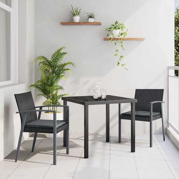 Maison Exclusive – Záhradná jedálenská súprava, 3-dielna, ierna a sivá, PE ratan