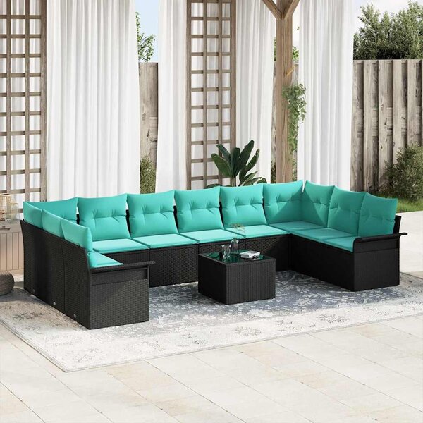 Maison Exclusive - Záhradný nábytok s vankúmi 11 ks ierny Poly-rattan