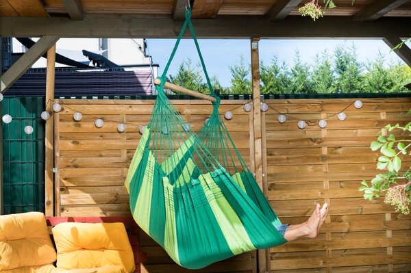 MacaMex Relaxa Verde Závesné kreslo Bavlnené zelené závesné kreslo