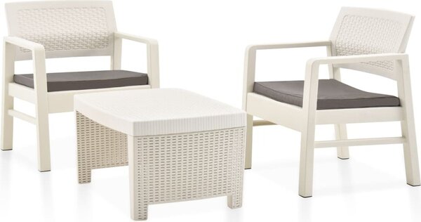 Maison Exclusive – 3-dielna záhradná súprava z umelého materiálu, biela