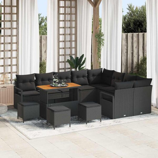 Maison Exclusive - Záhradný nábytok s vankúmi 13 ks ierny Poly-rattan