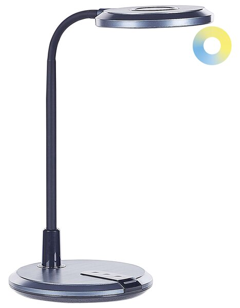 LED stolová lampa čierna syntetický materiál kancelárska lampa s nastaviteľným ramenom a stmievačom