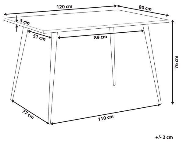 Jedálenský stôl biela mramorový efekt čierne kovové nohy 120 x 80 cm obdĺžnikový tvar pre 4 osoby moderný glamour štýl kuchyňa jedáleň