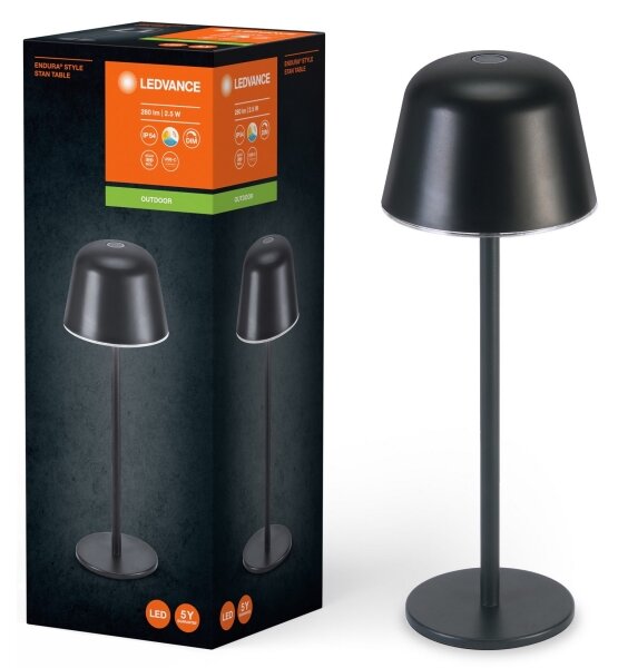 Ledvance - LED Stmievateľná vonkajšia nabíjacia lampa TABLE LED/2,5W/5V IP54 čierna