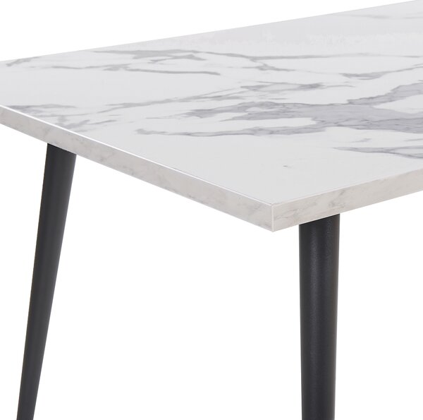 Jedálenský stôl biela mramorový efekt čierne kovové nohy 120 x 80 cm obdĺžnikový tvar pre 4 osoby moderný glamour štýl kuchyňa jedáleň