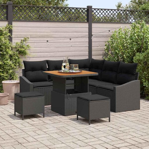 Maison Exclusive - Záhradný nábytok s vankúmi 8 ks ierny Poly-rattan