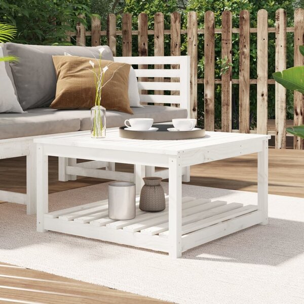 Maison Exclusive - Záhradný stôl Biely 82,5x82,5x45 cm Masívne drevo Borovica