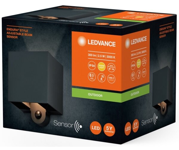 Ledvance - LED Vonkajšie nástenné svietidlo so senzorom ENDURA STYLE LED/2,5W/5V