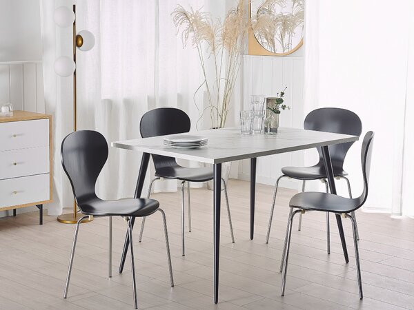 Jedálenský stôl biela mramorový efekt čierne kovové nohy 120 x 80 cm obdĺžnikový tvar pre 4 osoby moderný glamour štýl kuchyňa jedáleň