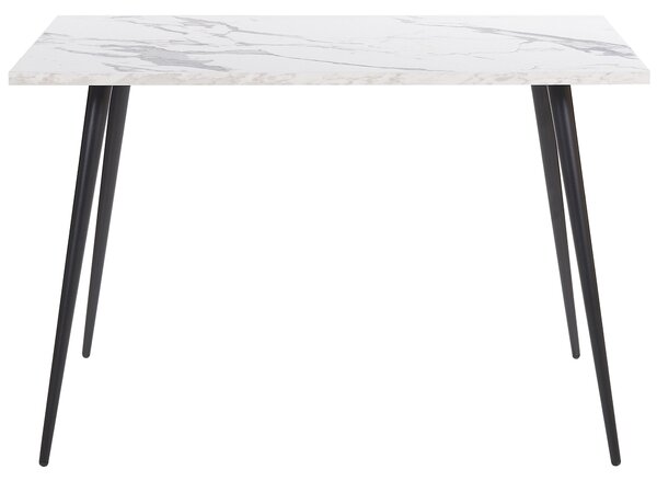 Jedálenský stôl biela mramorový efekt čierne kovové nohy 120 x 80 cm obdĺžnikový tvar pre 4 osoby moderný glamour štýl kuchyňa jedáleň