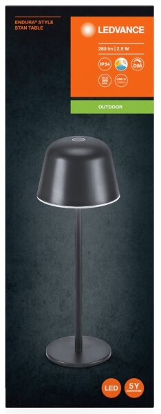 Ledvance - LED Stmievateľná vonkajšia nabíjacia lampa TABLE LED/2,5W/5V IP54 čierna
