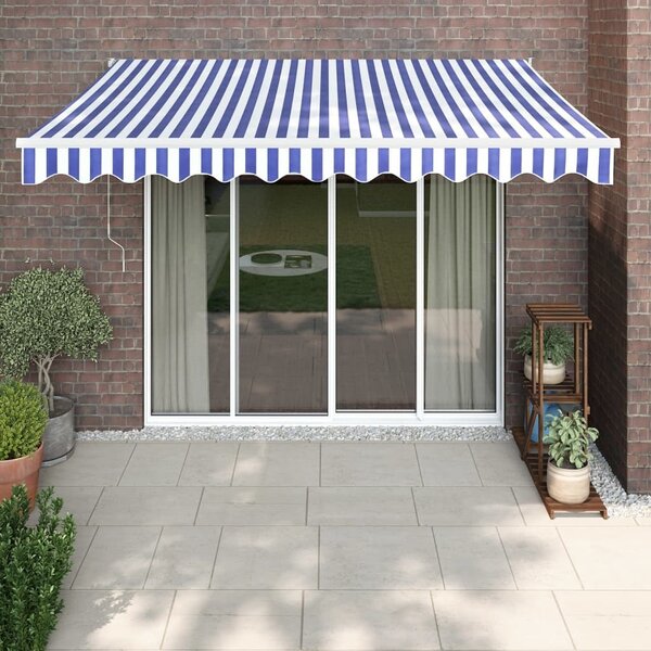 Maison Exclusive – Manuálna markíza, 3 x 2,5 m, modro-biela, 100% polyester