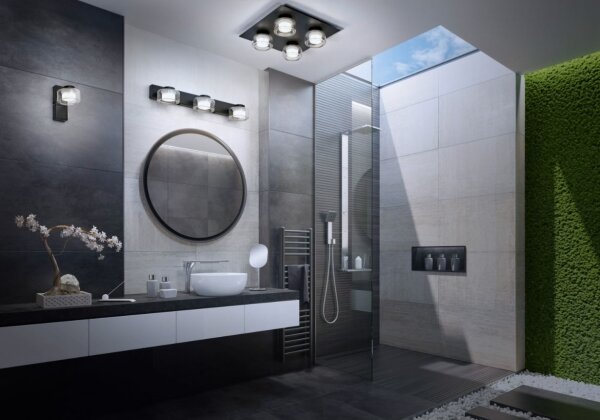Ledvance -LED Kúpeľňové stropné svietidlo ORBIS FLAME 4xLED/5,5W/230V IP44 čierna