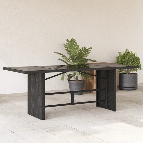 Maison Exclusive - Záhradný stôl so sklenenou doskou ierna 190x80x74 cm Poly ratan