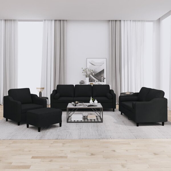 Maison Exclusive – 4-dielna sedacia súprava s vankúšmi, čierna látka
