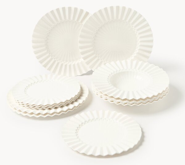 Porcelánová súprava riadu's embosovaným vzorom Antonin, 4 osoby, 12 ks