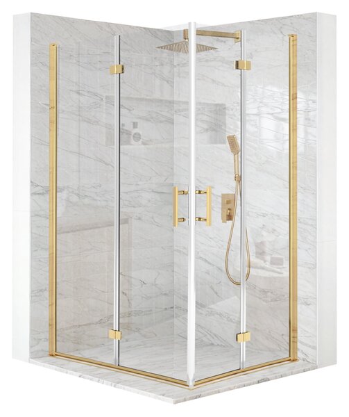 Sprchový kút 90x80cm otoné dvere zlaté ESG 6mm sklo + povrchová úprava