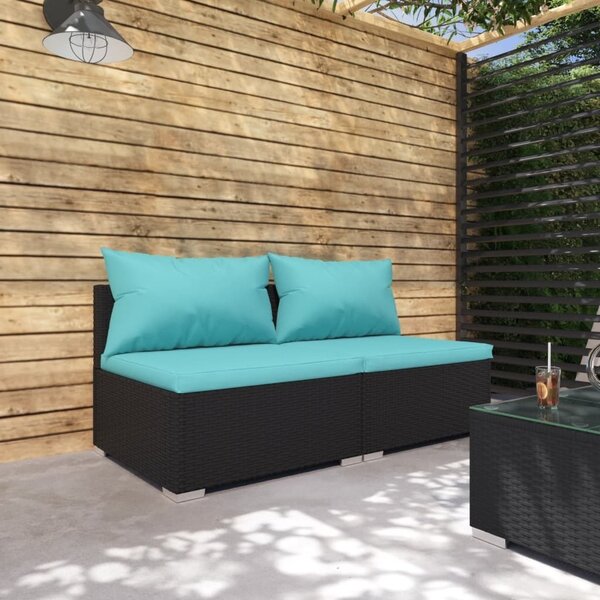 Maison Exclusive – 2-dielna záhradná súprava s vankúmi z polyrotangu, ierna