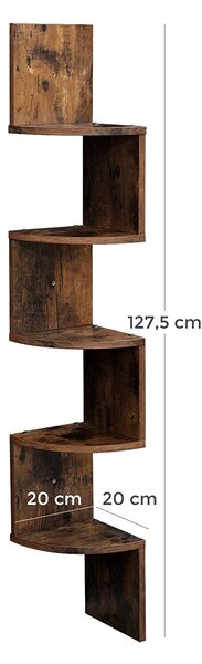 Rohová knižnica Houseland Cora hnedá/čierna