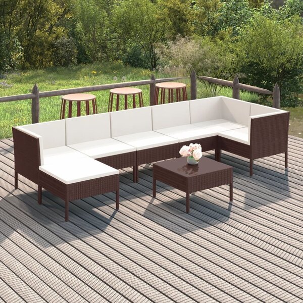 Maison Exclusive – 8-dielna záhradná súprava s podukami z polyratanu, hnedá